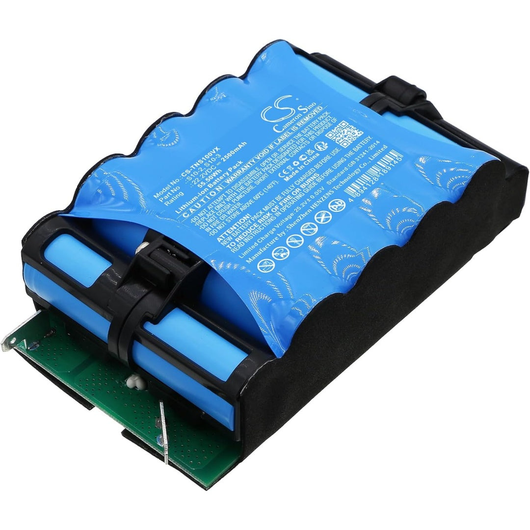 Batterie rechargeable, coloris bleu et noir, avec une alimentation de l'appareil compatible