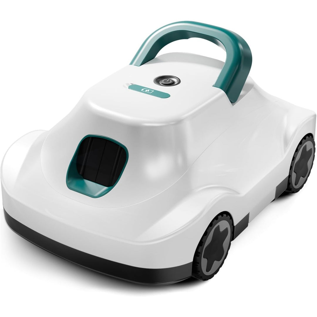 Nettoyeur de piscine avec une contenance annoncee de 2.7 l, coloris blanc et gris