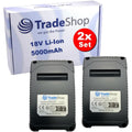 Lot de 2 batteries rechargeables avec des dimensions annoncees de 12 x 7,5 x 7 cm, coloris gris et blanc