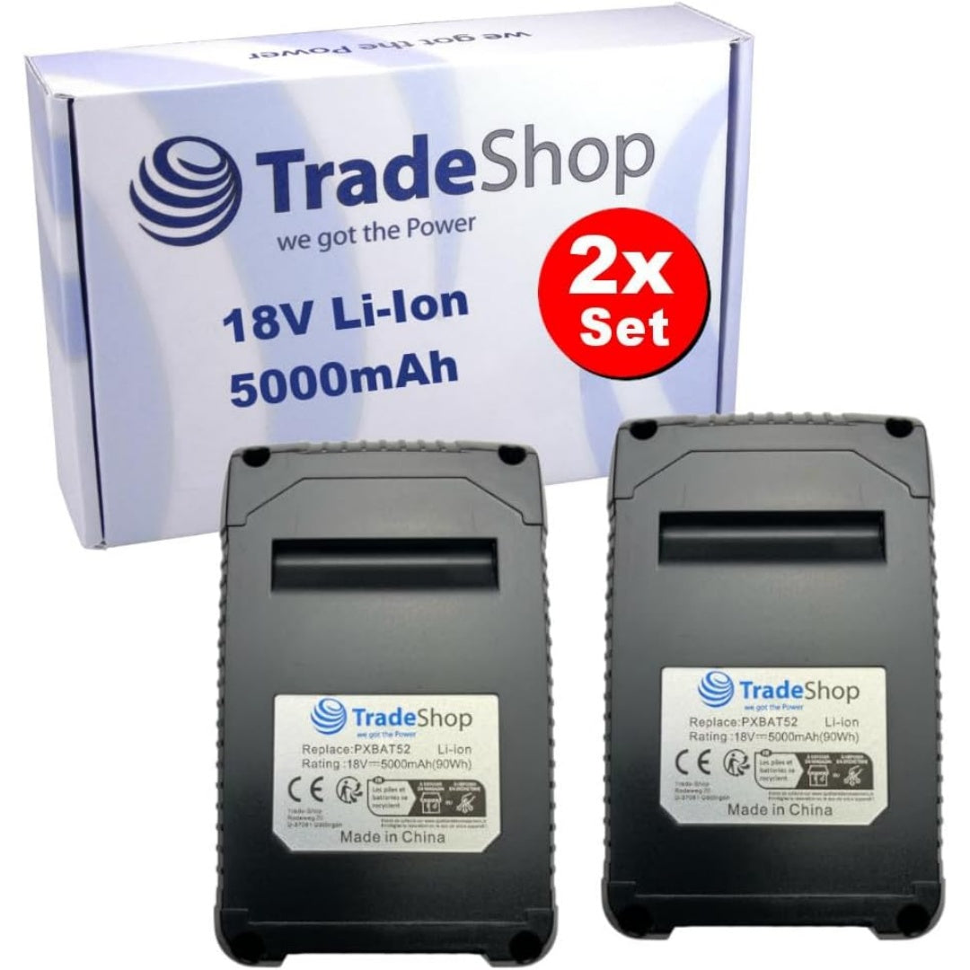 Lot de 2 batteries rechargeables avec des dimensions annoncees de 12 x 7,5 x 7 cm, coloris gris et blanc